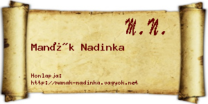 Manák Nadinka névjegykártya